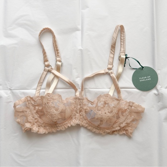 *New w/ tags* Fleur of England Dahlia Strap Balcony Bra 32B - Picture 2 of 6